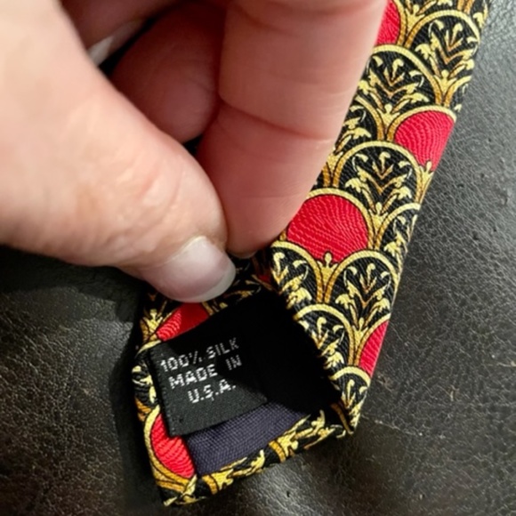 Georgio Rossini Mens Silk Tie Classic-Gold/Red - Picture 3 of 3